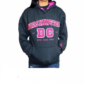 Washington DC Women's Gray w/ Pink Letters Hoodie